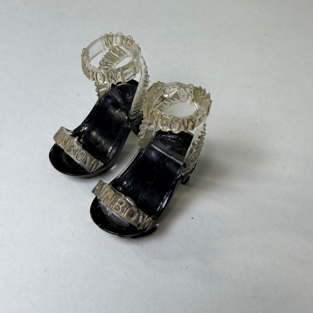 MGA Rainbow High Doll Black Platform Heel Shoes Clear Rainbow Logo Straps